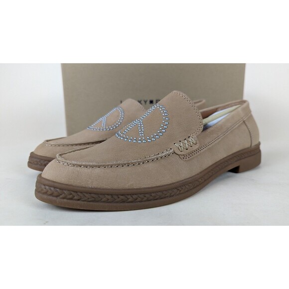 Lucky Brand Redmy Loafers Flats Womens 6.5 M Tan Leather Stud Peace Shoes NWB - Picture 4 of 11